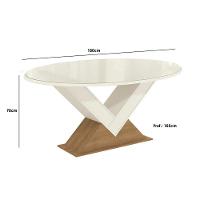 Mesa Para Cozinha Amora Com Tampo Madeirado Com Vidro 180x105cm Freijó Off White Kappesberg - 2