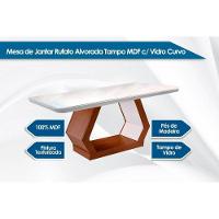 Mesa Para Cozinha Alvorada Com Tampo 180x90cm Madeirado Vidro Canto Curvo Imbuia Grafite Rufato - 2