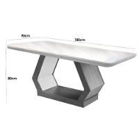 Mesa Para Cozinha Alvorada Com Tampo 180x90cm Madeirado Vidro Canto Curvo Imbuia Grafite Rufato