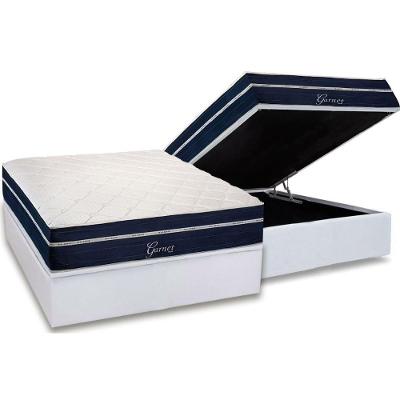 Conjunto Box Baú Casal: Colchão Molas Polar Ensacadas Garnet + Base Crc Courano White (138x188)