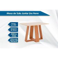 Conjunto Mesa Sala Jantar Lins Sc91 Tampo Madeirado Com Vidro Canto Reto 120x80cm E 6 Cadeiras Isa Nature Linho Henn - 3