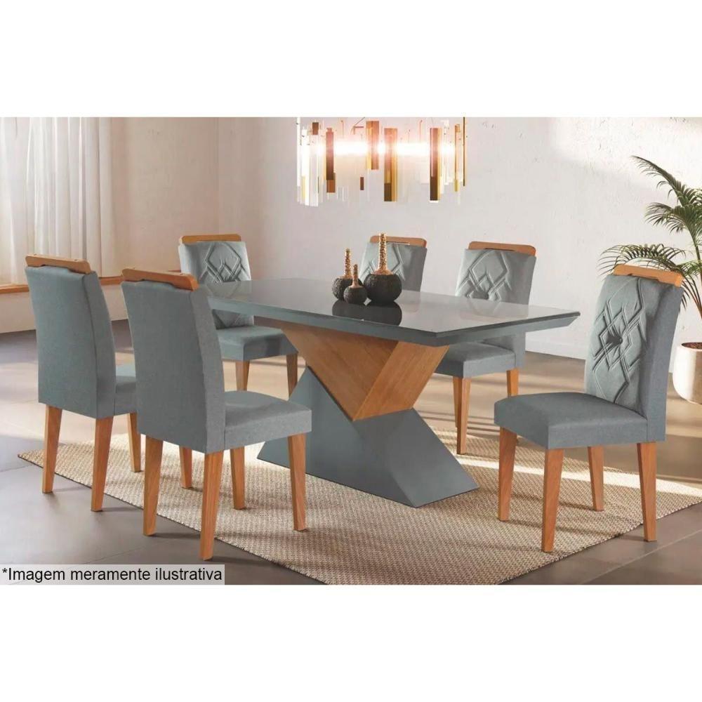 Mesa Para Cozinha Dubai Com Tampo 180x90cm Madeirado Vidro Canto Curvo Imbuia Off White Rufato - 4