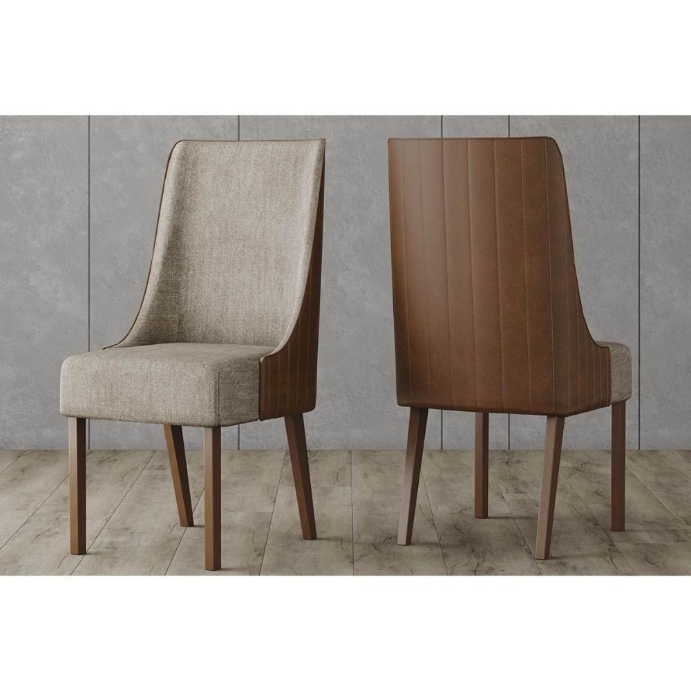 Kit 2 Cadeiras Sala Jantar Ivy 2 Un Nature Linho Areia E Courano Caramelo - 1