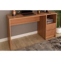 Mesa Escrivaninha Casal Com Gaveteiro Ripado Me4174 Amêndoa Tecno Mobili - 1