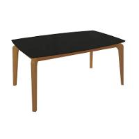 Mesa Para Cozinha Petra Com Tampo Madeirado Com Vidro 90x170cm Carvalho Preto Fosco Vidro Preto Kappesberg - 1