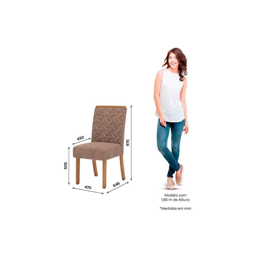 Conjunto Mesa Sala Jantar Lins Com Tampo Madeirado Com Vidro Curvo 200x90cm E 6 Cadeiras Esther Nature Linho Cacao Henn - 4