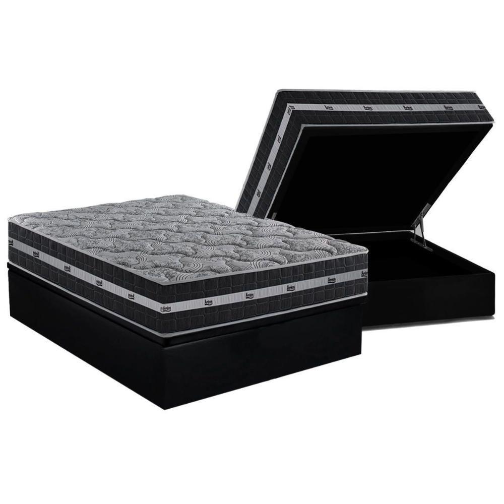 Cama Box Baú Casal: Colchão Molas Ensacadas Black Graphite + Base Crc Courano Black (138x188) - 1