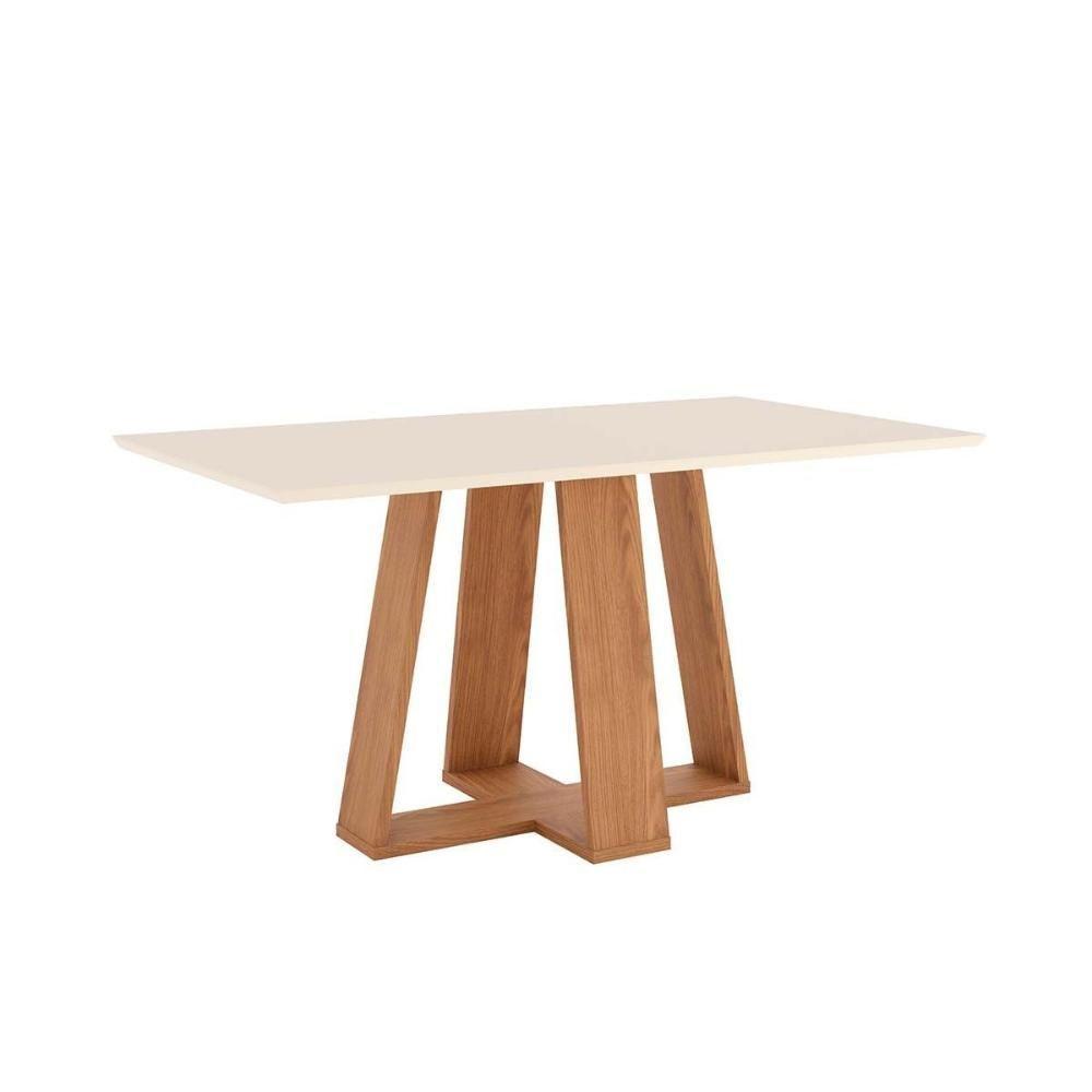 Conjunto Mesa Sala Jantar Lins Com Tampo Madeirado Reto 160x90cm E 6 Cadeiras Esther Nature Linho Cacao Henn - 7