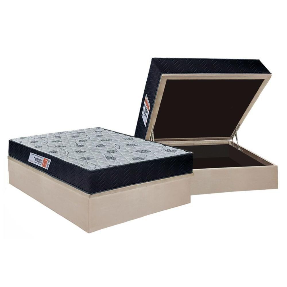 Cama Box Baú Casal: Colchão Anatômico Orthoflex Foggia Sogni Unic Face + Base Crc Suede Clean (138x188) - 1