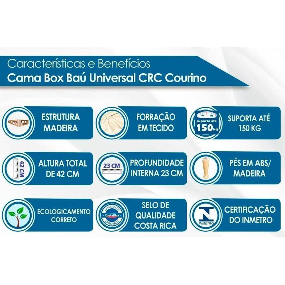 Cama Box Baú Casal: Colchão Molas Ensacadas Superlastic Classic + Base Crc Courano White (138x188) - 2