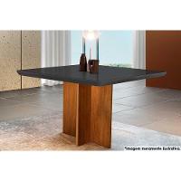 Mesa Para Cozinha Berlim Com Tampo 90x90cm Madeirado Vidro Canto Curvo Imbuia Grafite Rufato - 1