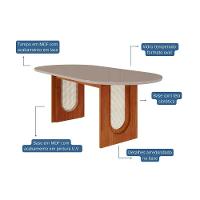 Mesa Para Cozinha Valentina Com Tampo Madeirado Oval 210x100cm Cinamomo Off White Cimol - 2