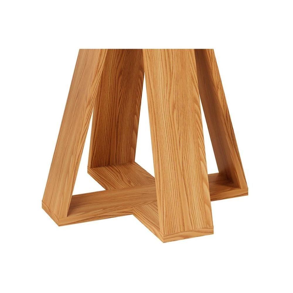 Mesa Para Cozinha Celeste Com Tampo Madeirado Vidro Redondo 103x103cm Cedro Off White Dj Móveis - 3