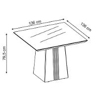 Mesa Para Cozinha Itália Com Tampo Madeirado Com Vidro Curvo 136x136cm Cedro Off White Dj Móveis