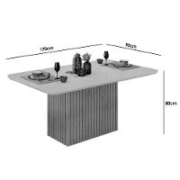 Mesa Para Cozinha Canes Com Tampo Madeirado Com Vidro Curvo 170x90cm Cedro Off White Dj Móveis