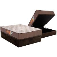 Conjunto Box Baú Casal: Colchão Espuma Polar D28 Pérola Brown + Base Crc Suede Brown (138x188) - 1