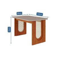 Mesa Para Cozinha Valentina Com Tampo Madeirado Com Vidro 130x80cm Cinamomo Off White Cimol - 3