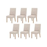 Kit 6 Cadeiras Sala Jantar Eloá 6 Un Nature Suede Light Linho - 1