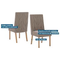 Kit 6 Cadeiras Sala Jantar Eloá 6 Un Nature Suede Light Linho - 2