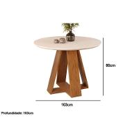 Mesa Para Cozinha Celeste Com Tampo Madeirado Vidro Redondo 103x103cm Freijo-cinza Urbano Dj Móveis - 2