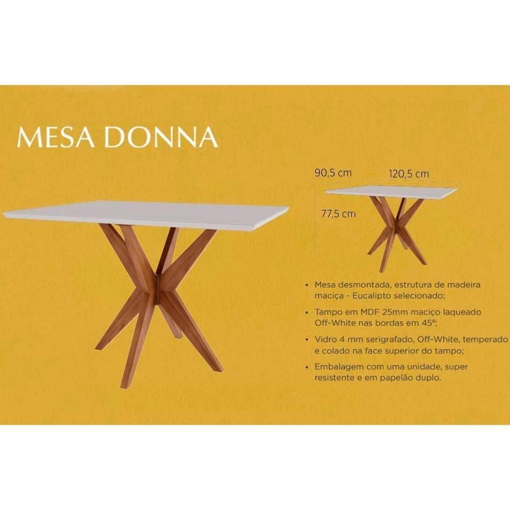 Mesa Para Cozinha Donna Com Tampo Madeirado Com Vidro 120x90cm Natural Nesher - 2