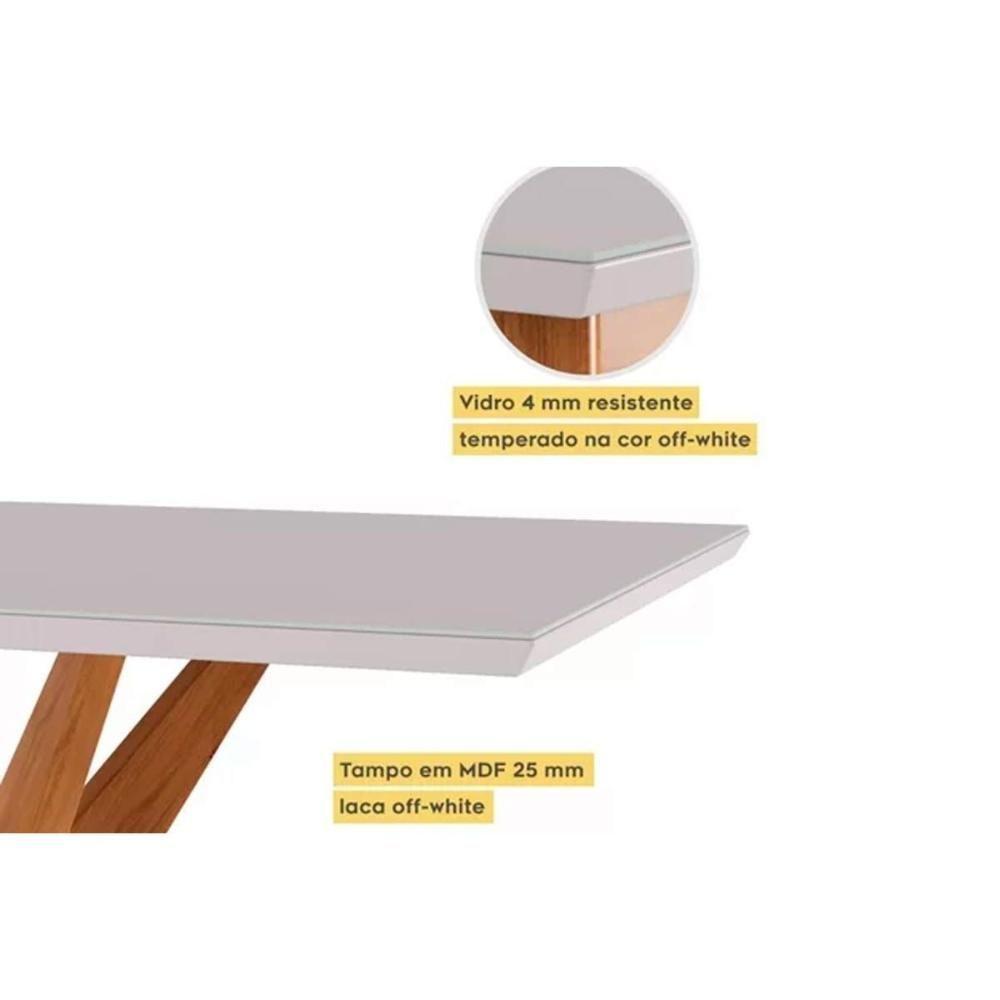 Mesa Para Cozinha Donna Com Tampo Madeirado Com Vidro 120x90cm Natural Nesher - 4