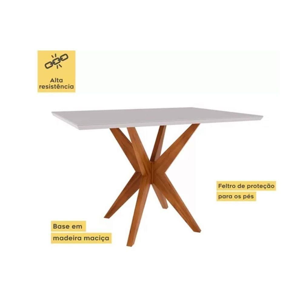 Mesa Para Cozinha Donna Com Tampo Madeirado Com Vidro 120x90cm Natural Nesher - 5