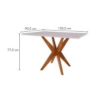 Mesa Para Cozinha Donna Com Tampo Madeirado Com Vidro 120x90cm Natural Nesher - 3
