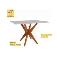 Mesa Para Cozinha Donna Com Tampo Madeirado Com Vidro 120x90cm Natural Nesher - 5