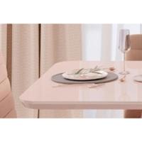 Mesa Para Cozinha Ryze Com Tampo Madeirado Vidro Curvo 180x100cm Freijó Off White Dj Móveis