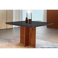 Mesa Para Cozinha Berlim Com Tampo 90x90cm Madeirado Vidro Canto Curvo Imbuia Ripado 3d Grafite Rufato - 1