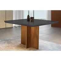 Mesa Para Cozinha Berlim Com Tampo 90x90cm Madeirado Vidro Canto Curvo Imbuia Grafite Rufato - 1