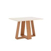 Conjunto Mesa Sala Jantar Lins Com Tampo Reto Madeirado Com Vidro 120x80cm E 4 Cadeiras Esther Nature Linho Cacao Henn - 8