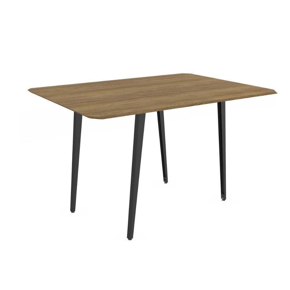 Mesa Para Cozinha Iguaçu Aço Com Tampo Madeirado 160x90cm Preto Fosco Nogueira Kappesberg - 1