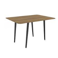 Mesa Para Cozinha Iguaçu Aço Com Tampo Madeirado 160x90cm Preto Fosco Nogueira Kappesberg - 1