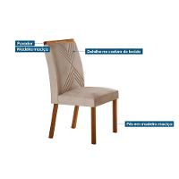 Conjunto Mesa Sala Jantar Jade Tampo Madeirado Com Vidro Curvo 180x90 E 6 Cadeiras Amsterdã Imbuia Suede Creme Rufato - 2