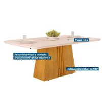 Mesa Para Cozinha Italia Com Tampo Madeirado Com Vidro Curvo 170x90cm Cedro Off White Dj Móveis - 2