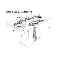 Mesa Para Cozinha Italia Com Tampo Madeirado Com Vidro Curvo 170x90cm Cedro Off White Dj Móveis - 7