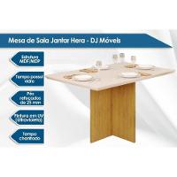 Mesa Para Cozinha Hera Com Tampo Madeirado Com Vidro Reto 120x90cm Cedro Off White Dj Móveis - 2
