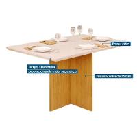 Mesa Para Cozinha Hera Com Tampo Madeirado Com Vidro Reto 120x90cm Cedro Off White Dj Móveis - 3