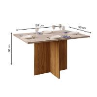 Mesa Para Cozinha Hera Com Tampo Madeirado Com Vidro Reto 120x90cm Cedro Off White Dj Móveis