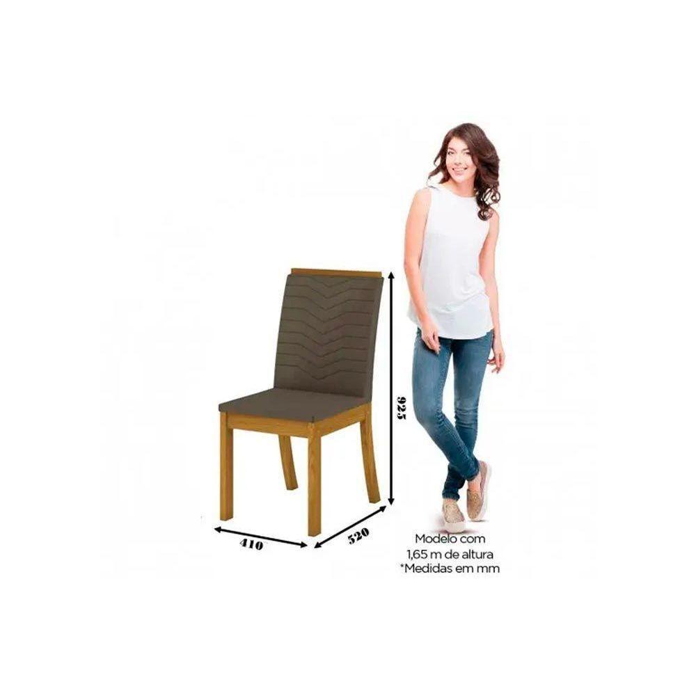 Conjunto Mesa Sala Jantar Natalí Com Tampo Madeirado Com Vidro Reto 120x80cm E 4 Cadeiras Isa Nature Linho Henn - 7