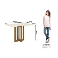 Conjunto Mesa Sala Jantar Natalí Com Tampo Madeirado Com Vidro Reto 120x80cm E 4 Cadeiras Isa Nature Linho Henn - 8