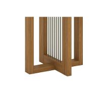 Conjunto Mesa Sala Jantar Natalí Com Tampo Madeirado Com Vidro Reto 120x80cm E 4 Cadeiras Isa Nature Linho Henn - 9