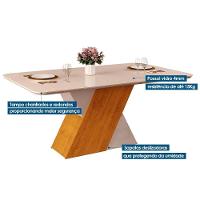 Mesa Para Cozinha Rubi Com Tampo Madeirado Com Vidro Curvo 170x90cm Cedro Off White Off White Dj Móveis - 3