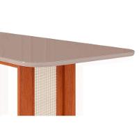 Mesa Para Cozinha Valentina Com Tampo Madeirado Com Vidro Reto 210x100cm Cinamomo Off White Cimol