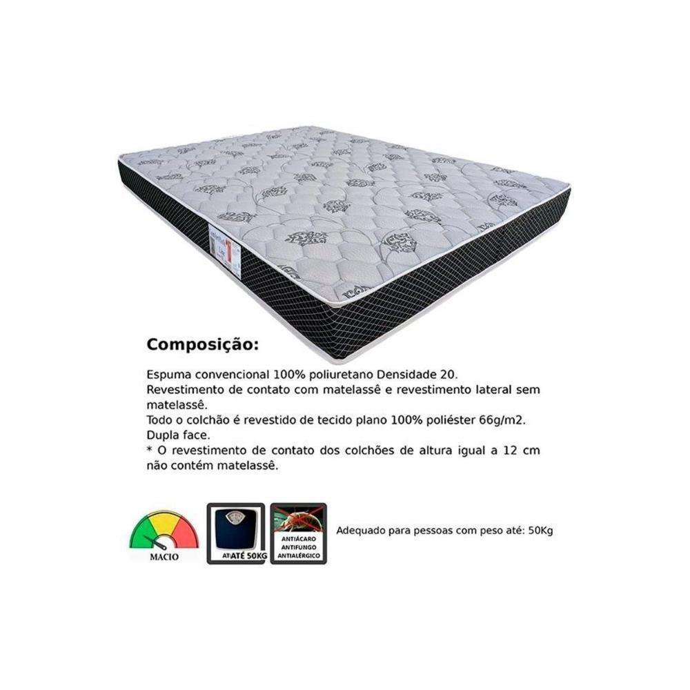 Conjunto Box Solteiro: Colchão Espuma Orthoflex D20 Comfortpedic + Base Crc Suede Black (88x188) - 3