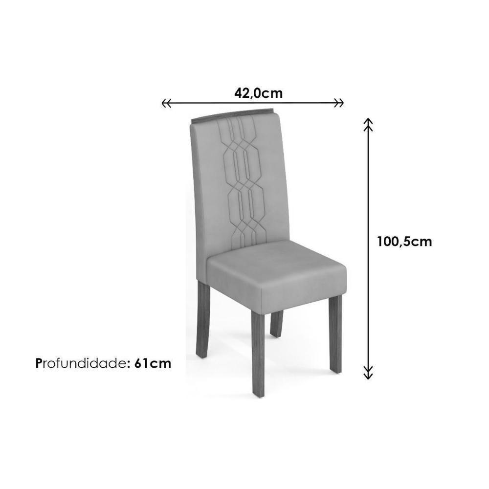Mesa Para Cozinha Dulce Tampo Madeirado Com Vidro Reto 180x90cm E 6 Cadeiras Zoe Cedro Off White Suede Creme Dj Móveis - 2
