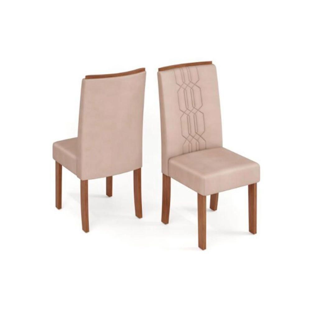 Mesa Para Cozinha Dulce Tampo Madeirado Com Vidro Reto 180x90cm E 6 Cadeiras Zoe Cedro Off White Suede Creme Dj Móveis - 5