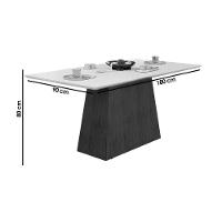 Mesa Para Cozinha Dulce Tampo Madeirado Com Vidro Reto 180x90cm E 6 Cadeiras Zoe Cedro Off White Suede Creme Dj Móveis - 3